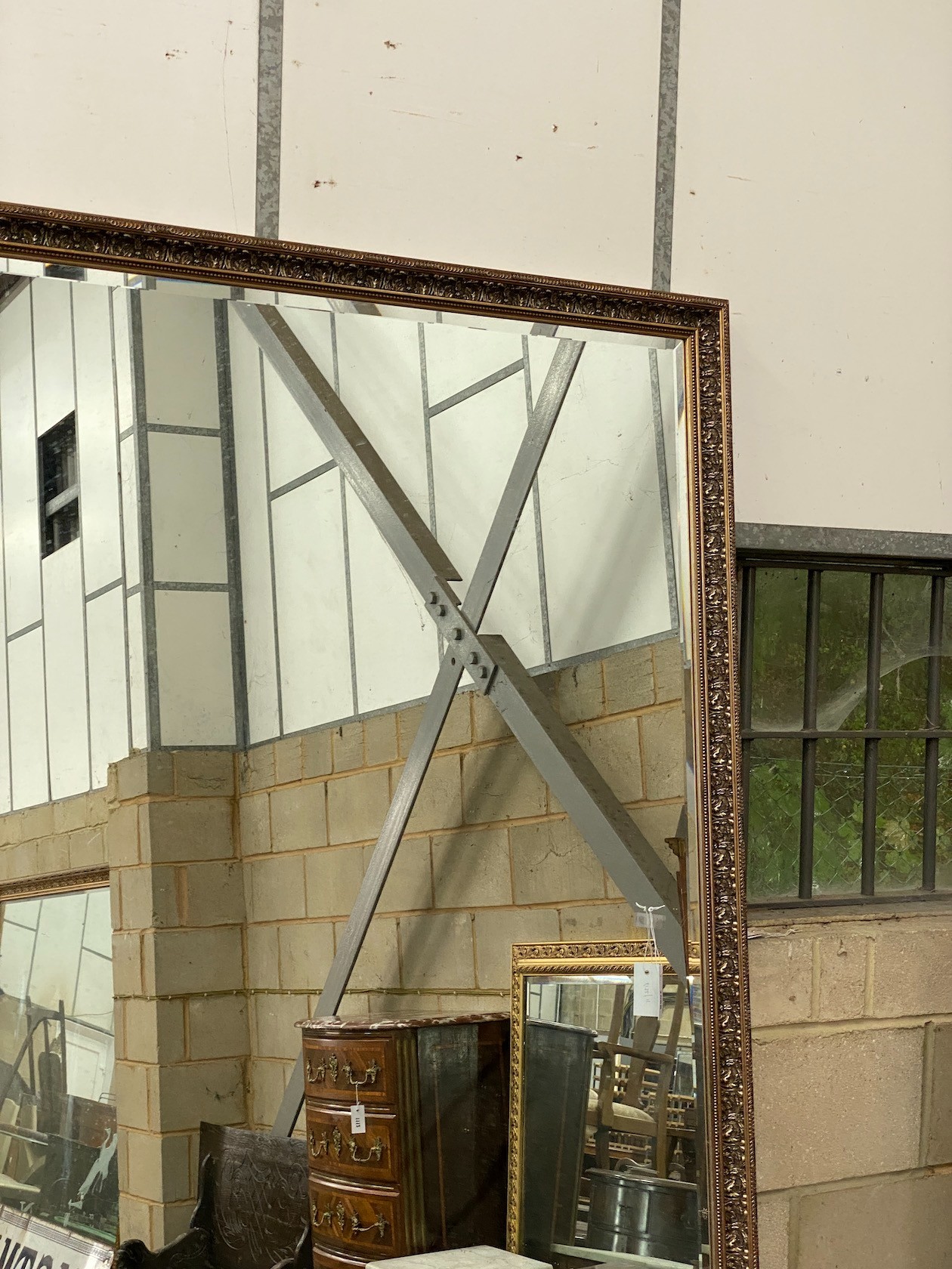 A large rectangular Victorian style gilt frame wall mirror, length 150cm, height 244cm